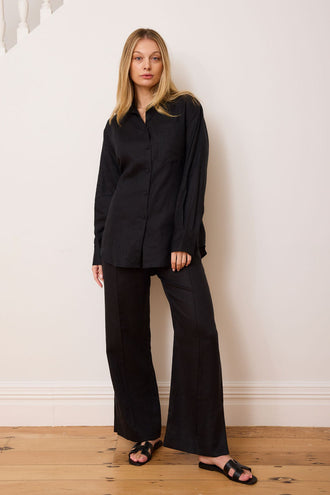 Caitlin Crisp 9-5 Shirt - Black Linen