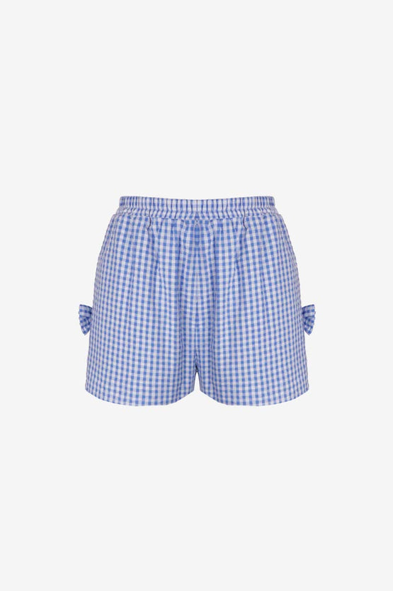 Ruby Raquel Bow Short - Blue Gingham