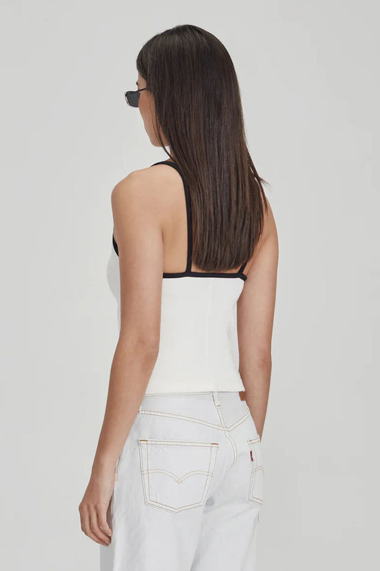 Commoners Fitted Rib Cami - White/Black