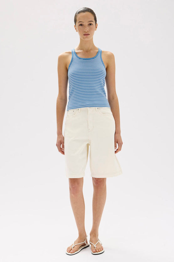 Assembly Drew Stripe Rib Tank - Bahama/White