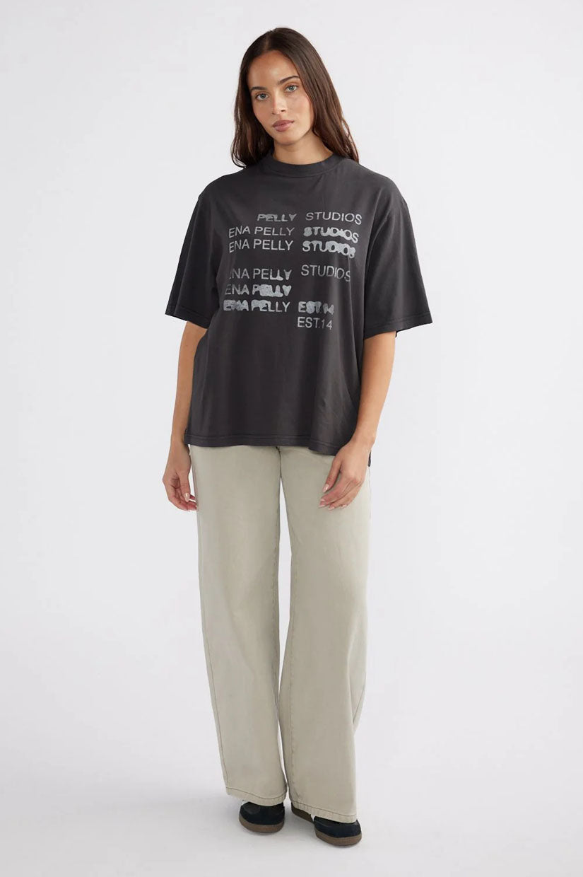 Ena Pelly Blurred Logo Tee - Black