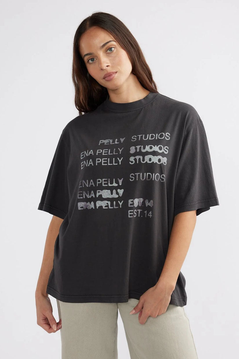 Ena Pelly Blurred Logo Tee - Black