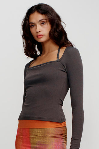 Ownley Freya Long Sleeve Top - Charcoal