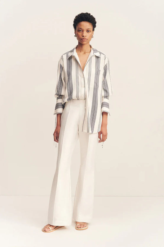 Shona Joy Harlow Oversized Shirt - Ivory/Navy