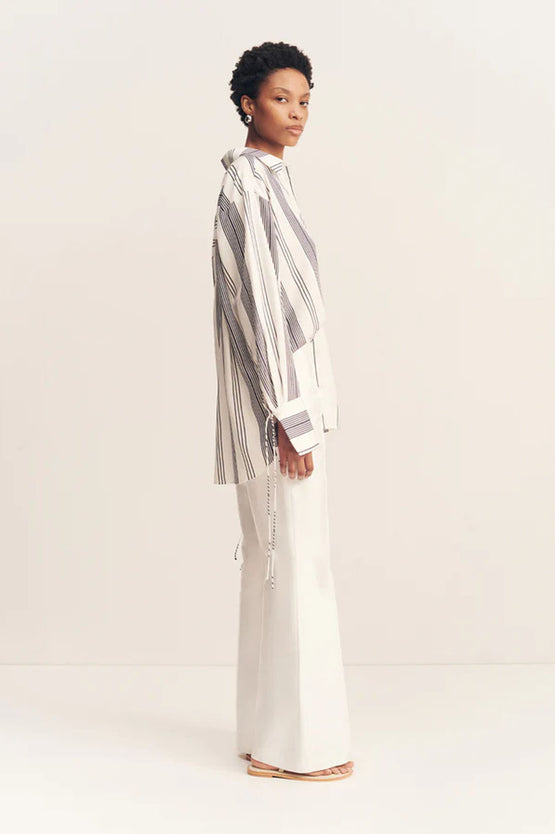 Shona Joy Harlow Oversized Shirt - Ivory/Navy