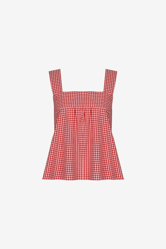 Ruby Margie Tie-Back Top - Red Gingham