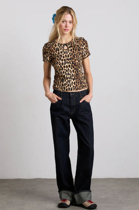 Damson Madder Marnie Pointelle Tee - Leopard