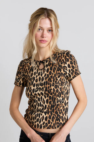 Damson Madder Marnie Pointelle Tee - Leopard