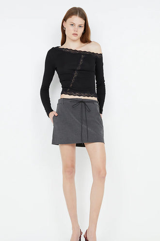 Bec & Bridge Naida Mini Skirt - Charcoal