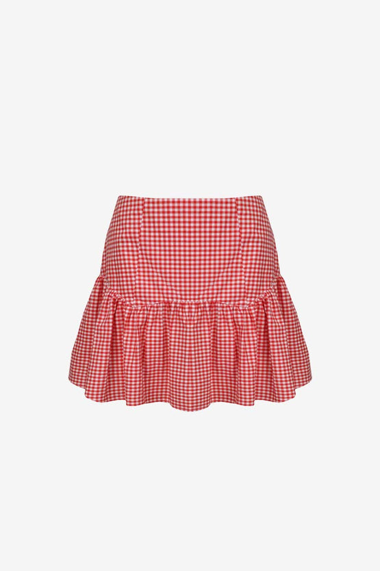 Ruby Trulli Mini Skirt - Red Gingham