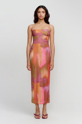 Ownley Miro Midi Dress - Rainbow Blur