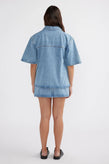 Ena Pelly Reese Oversized Denim Shirt - Mid Blue