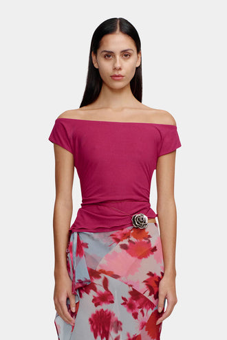 Ownley Pamela Off Shoulder Top - Berry