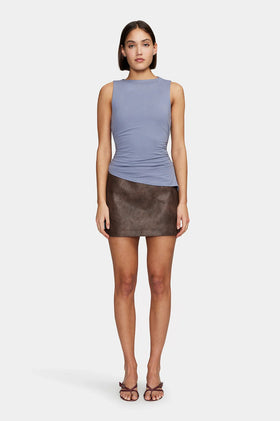 Ownley Robbie PU Mini Skirt - Chocolate