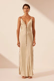 Shona Joy Shae Plunged Tie Maxi - Oat