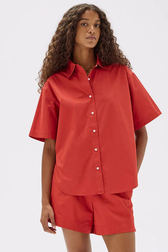 Assembly Tala Poplin SS Shirt - Papaya