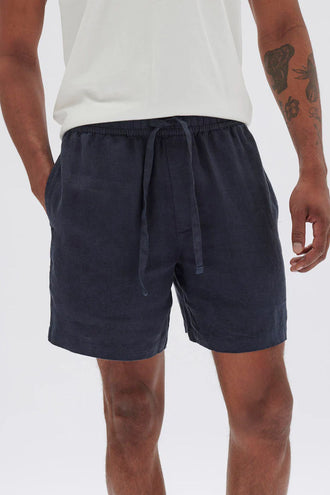 Assembly Tide Linen Shorts - True Navy