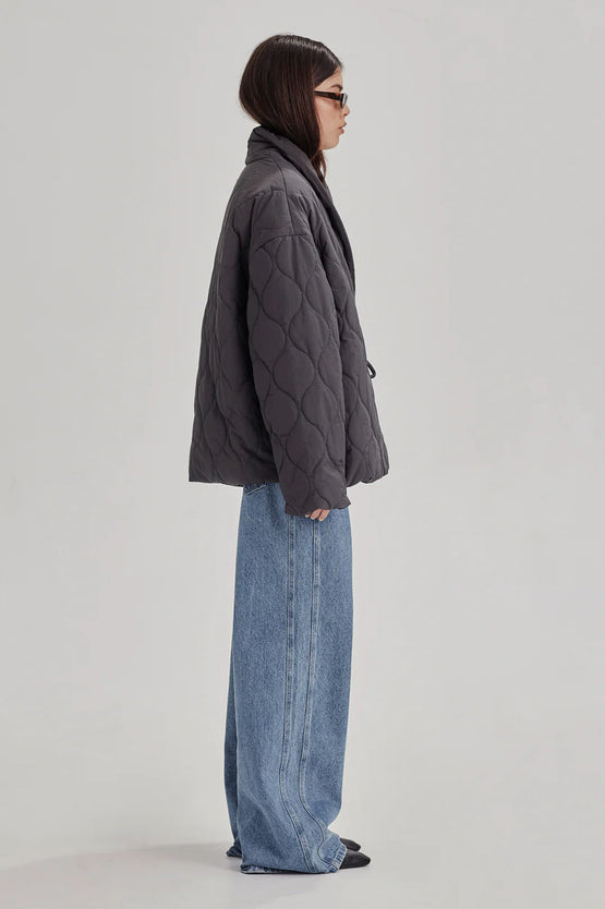 Commoners Quilted Wrap Jacket - Charcoal