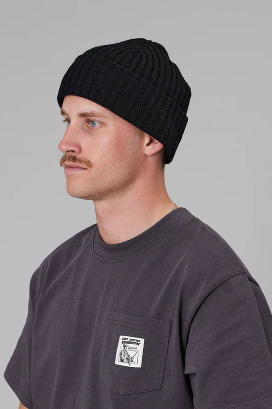 Just Another Fisherman Skipper Merino Beanie - Black