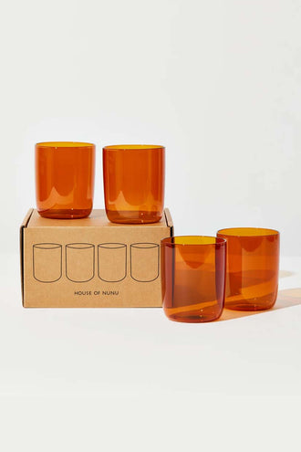 House Of Nunu Belly Cups Set Of 4 - Amber