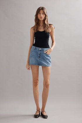 Caitlin Crisp Billie Mini Skirt - Denim Glitter