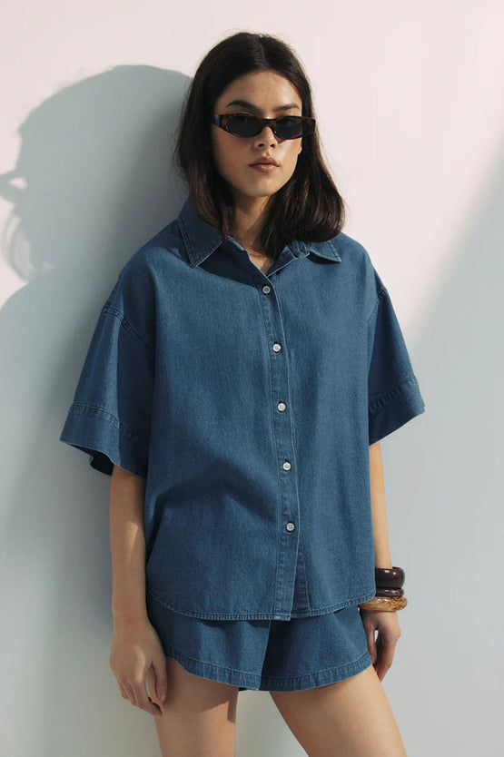 Commoners Womens Boyfriend Shirt - Chambray