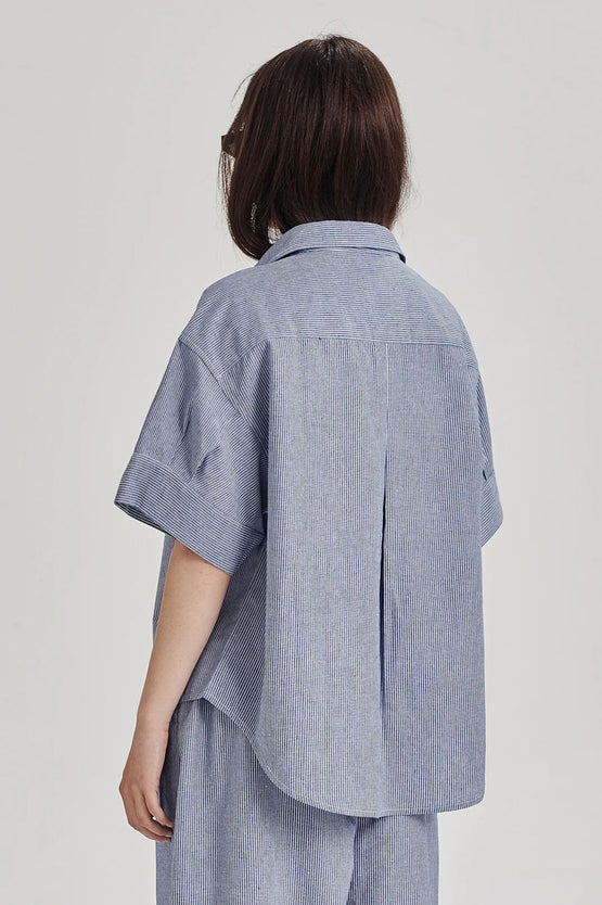 Commoners Boyfriend Shirt - Blue Pinstripe