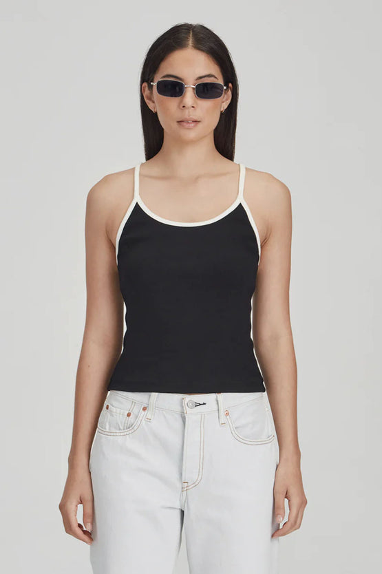 Commoners Fitted Rib Cami - Black/White