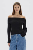 Assembly Cari Off Shoulder Wool Top - Black