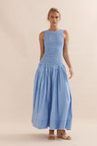 Caitlin Crisp Celine Dress - Blue White Stripe