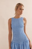 Caitlin Crisp Celine Dress - Blue White Stripe