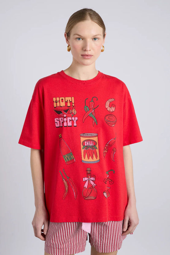 Damson Madder Chilli Boyfriend Tee - Red