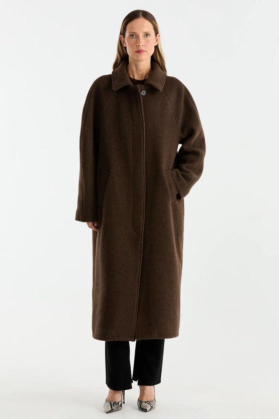 Ena Pelly Cleo Wool Coat - Choc