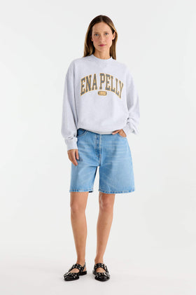 Ena Pelly Collegiate Sweat - White Marle