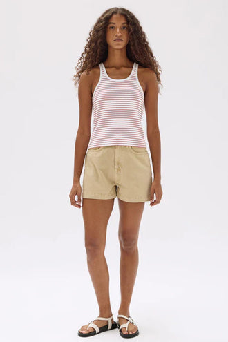 Assembly Drew Stripe Tank - Papaya/White