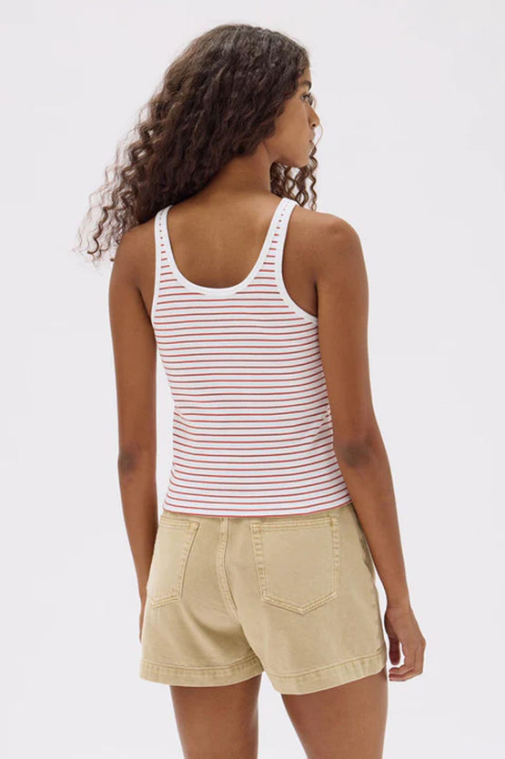 Assembly Drew Stripe Tank - Papaya/White