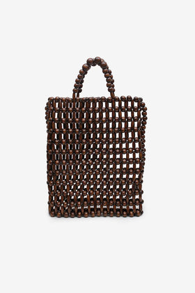 La Tribe Gia Beaded Tote Bag - Brown