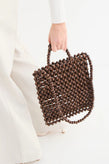 La Tribe Gia Beaded Tote Bag - Brown