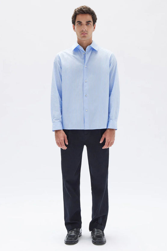 Assembly Hamish Stripe LS Shirt - Blue Stripe