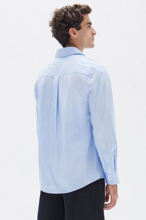 Assembly Hamish Stripe LS Shirt - Blue Stripe