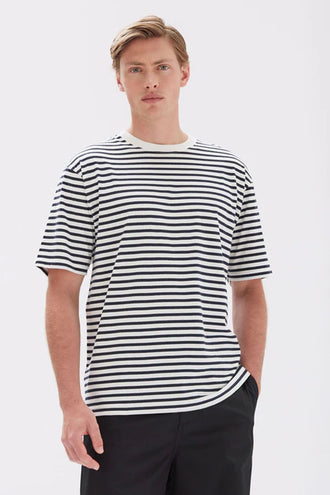 Assembly Harbour Stripe SS Tee - True Navy