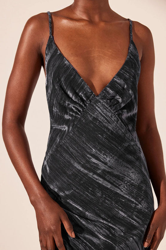 Shona Joy Holli Plunged Midi - Dark Ash