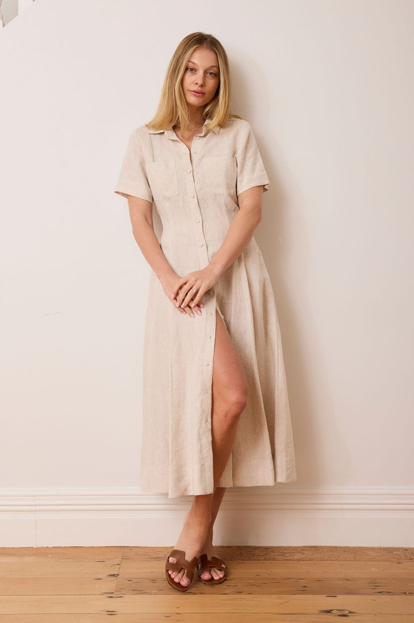 Caitlin Crisp Lady Vincent Dress - Natural Linen