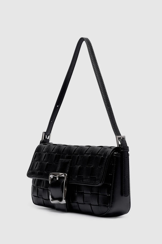 Brie Leon Lena Woven Baguette Bag - Soft Black