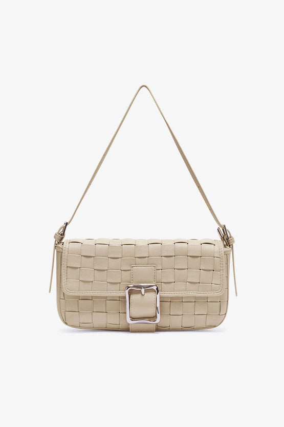 Brie Leon Lena Woven Baguette Bag - Soft Ecru