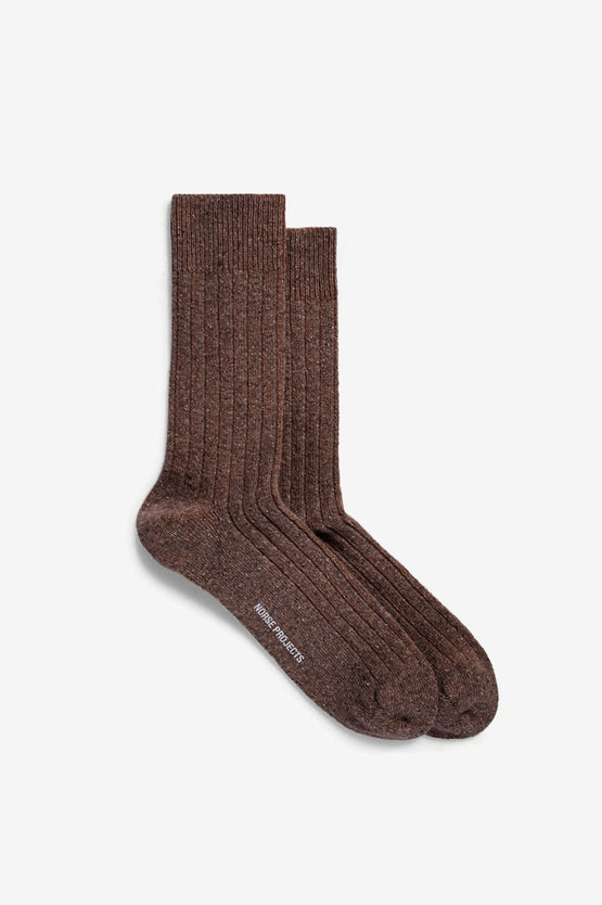 Norse Projects Bjarki Neps Wool Sock - Espresso