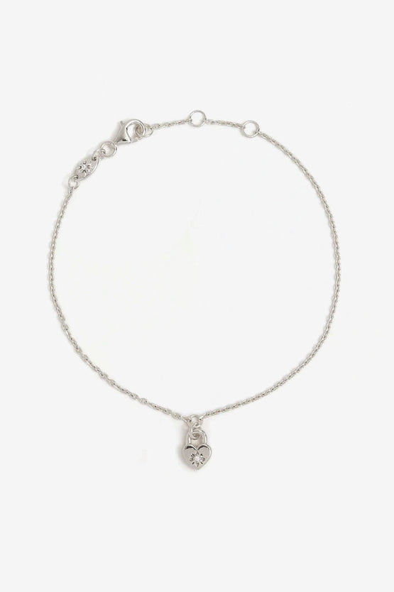 By Charlotte Crystal Lotus Padlock Bracelet - Silver