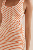 Caitlin Crisp Pitstop Dress - Coral Stripe