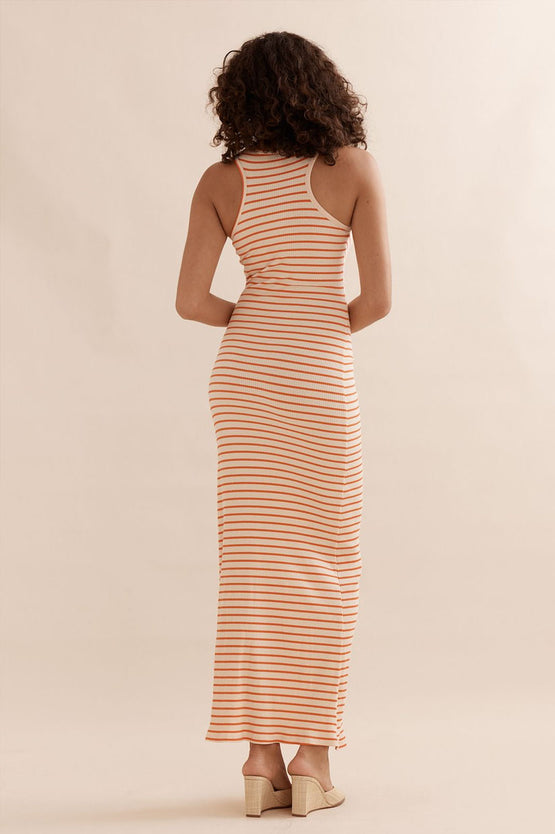 Caitlin Crisp Pitstop Dress - Coral Stripe