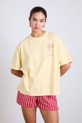 Damson Madder Pizza Boyfriend Tee - Yellow